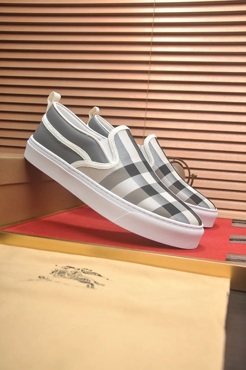 Men's shoes 💰400💶【Burberry】Classic low-top sneakers｜Imported cowhide with classic plaid fabric｜Sheepskin lining｜Original outsole｜Fine workmanship and comfortable to wear Size: 38-44 (customized at 45)